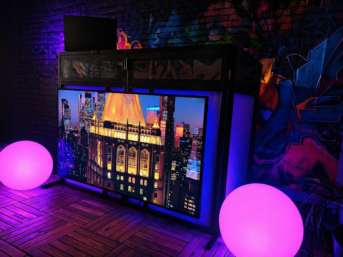 DJ Pult Mit TV-Halterung Inkl. 55Zoll 4K
LG Nano TV